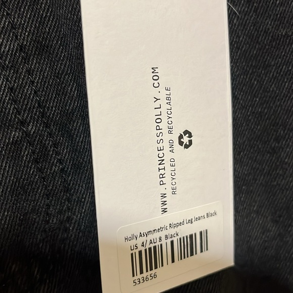 HOLLY ASYMMETRIC RIPPED LEG JEANS BLACK DENIM
 US 4 - Picture 5 of 8